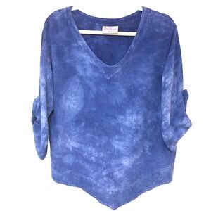 Cottonways Womens Gauze Tunic Top Purple Tie Dye‎ Dorie Roll Tab Flawed 2 L XL